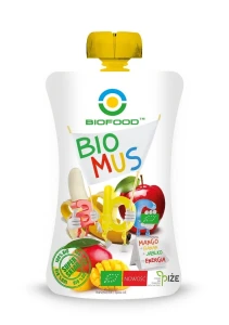 MUS MANGO - BANANOWO - JABŁKOWY BEZGLUTENOWY BIO 90 g - BIO FOOD