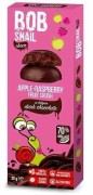 OKAZJA PRZEKĄSKA CHOCO JABŁKO - MALINA W CIEMNEJ CZEKOLADZIE BELGIJSKIEJ BEZ DODATKU CUKRU BEZGLUTENOWA 30 g - BOB SNAIL