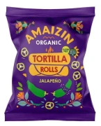 OKAZJA CHIPSY TORTILLA KUKURYDZIANE O SMAKU JALAPENO BEZGLUTENOWE BIO 100 g - AMAIZIN