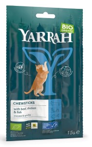 (DLA KOTA) PRZYSMAK - PAŁECZKI Z WOŁOWINĄ I RYBĄ BIO (3 x 5 g) 15 g - YARRAH