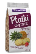 PŁATKI GRYCZANE BŁYSKAWICZNE Z ANANASEM I TRUSKAWKĄ 250 g - NATURAVENA
