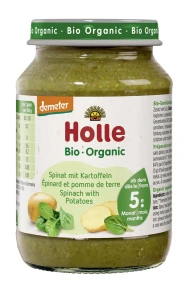 SZPINAK Z ZIEMNIAKIEM BEZ DODATKU CUKRÓW BEZGLUTENOWY OD 5 MIESIĄCA DEMETER BIO 190 g (SŁOIK) - HOLLE