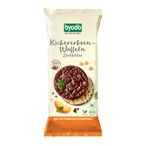 WAFLE Z CIECIERZYCY OBLANE CZEKOLADĄ GORZKĄ BEZGLUTENOWE BIO 65 g - BYODO
