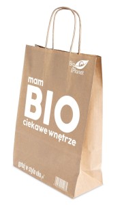 TORBA PAPIEROWA DUŻA Z LOGO BIO PLANET (31 cm x 12 cm x 41 cm)