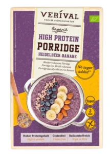 OWSIANKA PROTEINOWA Z BORÓWKĄ I BANANEM BEZ DODATKU CUKRÓW BEZGLUTENOWA BIO 350 g - VERIVAL