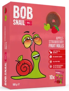 PRZEKĄSKI ROLL JABŁKO - TRUSKAWKA BEZ DODATKU CUKRÓW BEZGLUTENOWE 100 g - BOB SNAIL