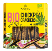 KRAKERSY PROTEINOWE Z CIECIERZYCY Z NASIONAMI KONOPI BIO 80 g - KRIPPU