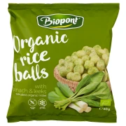 CHRUPKI RYŻOWE ZE SZPINAKIEM I POREM BEZGLUTENOWE BIO 60 g - BIOPONT