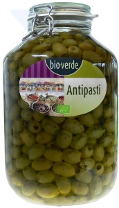 OLIWKI ZIELONE BEZ PESTKI Z ZIOŁAMI W OLEJU BIO 4,55 kg (SŁOIK) - BIO-VERDE