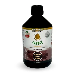 KONCENTRAT NAPOJU PROBIOTYCZNEGO KURKUMA IMBIR PIEPRZ BEZGLUTENOWY BIO 500 ml - JOY DAY