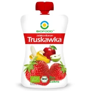 MUS TRUSKAWKA - BANAN - JABŁKO BEZGLUTENOWY BIO 90 g - BIOFOOD