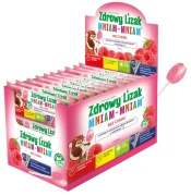 LIZAK O SMAKU MALINOWYM Z WITAMINĄ D I C BEZ CUKRU BEZGLUTENOWY 6 g - ZDROWY LIZAK (MNIAM MNIAM)
