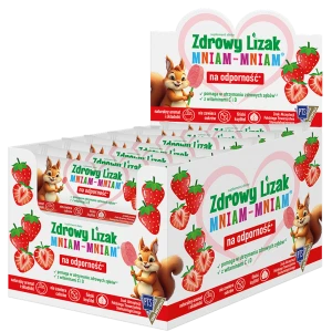 LIZAK O SMAKU TRUSKAWKOWYM Z WITAMINĄ D I C BEZ CUKRU BEZGLUTENOWY 6 g - ZDROWY LIZAK (MNIAM MNIAM)