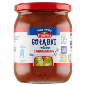 GOŁĄBKI WEGAŃSKIE Z RYŻEM I PIECZARKAMI W SOSIE POMIDOROWYM BEZGLUTENOWE 480 g - PRIMAVIKA