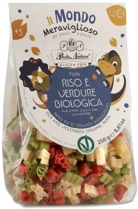 MAKARON (RYŻOWY TRÓJKOLOROWY) DLA DZIECI DINOZAURY BEZGLUTENOWY BIO 250 g - PASTA NATURA