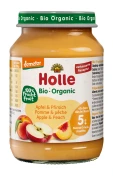 JABŁKO - BRZOSKWINIA BEZ DODATKU CUKRÓW BEZGLUTENOWE OD 5 MIESIĄCA DEMETER BIO 190 g (SŁOIK) - HOLLE
