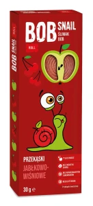 PRZEKĄSKA ROLL JABŁKO - WIŚNIA BEZ DODATKU CUKRÓW BEZGLUTENOWA 30 g - BOB SNAIL