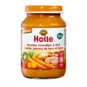 MARCHEW - ZIEMNIAK - WOŁOWINA BEZ DODATKU CUKRÓW BEZGLUTENOWE OD 5 MIESIĄCA DEMETER BIO 190 g (SŁOIK) - HOLLE