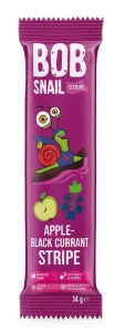 PRZEKĄSKA STRIPE JABŁKO - CZARNA PORZECZKA BEZ DODATKU CUKRÓW BEZGLUTENOWA 14 g - BOB SNAIL