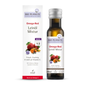 OMEGA RED - MIESZANKA Z OLEJEM LNIANYM (ROKITNIK, MANGO, ACEROLA, TRUSKAWKA) BIO 100 ml - BIO PLANETE
