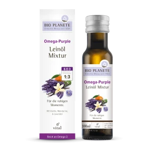 OMEGA PURPLE - MIESZANKA Z OLEJEM LNIANYM (MANDARYNKA, WANILIA, LAWENDA) BIO 100 ml - BIO PLANETE