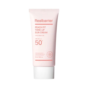 KREM PRZECIWSŁONECZNY KOREAŃSKI NAWILŻAJĄCO - ROZŚWIETLAJĄCY DO TWARZY PEACH FIT TONE-UP SPF 50 50 ml - REAL BARRIER