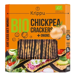 KRAKERSY PROTEINOWE Z CIECIERZYCY Z CEBULĄ BIO 80 g - KRIPPU