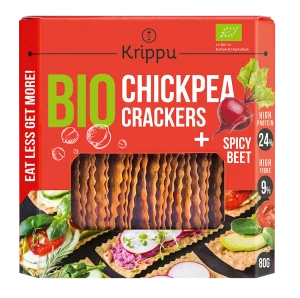 KRAKERSY PROTEINOWE Z CIECIERZYCY PIKANTNE Z BURAKIEM BIO 80 g - KRIPPU