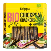 KRAKERSY PROTEINOWE Z CIECIERZYCY Z NASIONAMI KONOPI BIO 80 g - KRIPPU