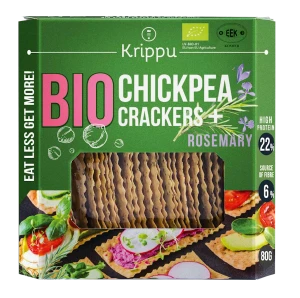 KRAKERSY PROTEINOWE Z CIECIERZYCY Z ROZMARYNEM BIO 80 g - KRIPPU