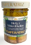 MAKRELA FILETY W BIO OLIWIE Z OLIWEK EXTRA VIRGIN 190 g (125 g) (SŁOIK) - EMPERATRIZ
