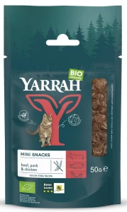 (DLA KOTA DOROSŁEGO) PRZYSMAK - KOSTKI Z WOŁOWINY, WIEPRZOWINY I KURCZAKA BEZGLUTENOWY BIO 50 g - YARRAH