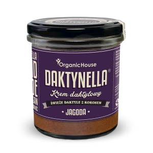 KREM KOKOS - DAKTYLE MEDJOOL - JAGODA BEZGLUTENOWY BIO 280 g - ORGANICHOUSE (DAKTYNELLA)