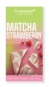 TABLICZKA KAKAOWA HERBATA MATCHA - TRUSKAWKA BEZGLUTENOWA BIO 60 g - BENJAMISSIMO