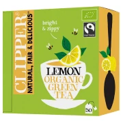 HERBATA ZIELONA Z CYTRYNĄ FAIR TRADE BIO (50 x 1,85 g) 92,5 g - CLIPPER