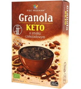 GRANOLA O SMAKU CZEKOLADOWYM BEZ DODATKU CUKRÓW BEZGLUTENOWA KETO BIO 250 g - PIĘĆ PRZEMIAN