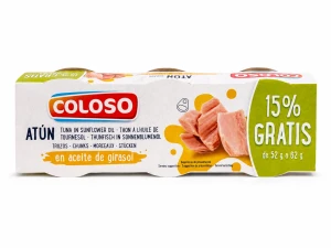 TUŃCZYK KAWAŁKI W OLEJU SŁONECZNIKOWYM 3 × 80g COLOSO