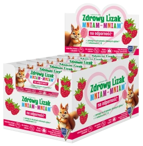 LIZAK O SMAKU MALINOWYM Z WITAMINĄ D I C BEZ CUKRU BEZGLUTENOWY 6 g - ZDROWY LIZAK (MNIAM MNIAM)