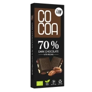 CZEKOLADA CIEMNA 70 % Z ORZECHAMI PEKAN BIO 40 g - COCOA