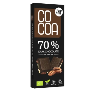CZEKOLADA CIEMNA 70 % Z ORZECHAMI PEKAN BIO 40 g - COCOA