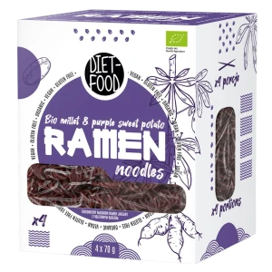 MAKARON (JAGLANO - RYŻOWY Z BATATEM FIOLETOWYM) RAMEN BEZGLUTENOWY BIO 280 g - DIET-FOOD