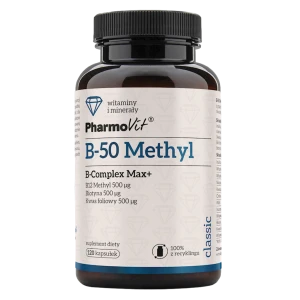 WITAMINA B-50 METHYL B-COMPLEX MAX+ BEZGLUTENOWA 120 KAPSUŁEK - PHARMOVIT (CLASSIC)