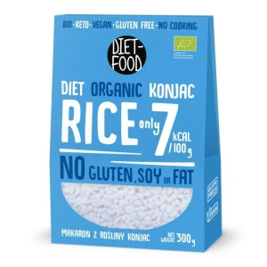 MAKARON (KONJAC) W KSZTAŁCIE RYŻU BEZGLUTENOWY BIO 385 g (300 g) - DIET-FOOD