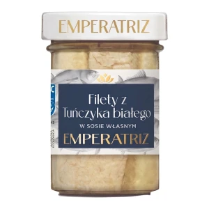 TUŃCZYK BIAŁY FILETY MSC W SOSIE WŁASNYM 185 g (130 g) (SŁOIK) - EMPERATRIZ