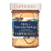 TUŃCZYK BIAŁY FILETY MSC W OLIWIE Z OLIWEK Z TRUFLĄ 180 g (120 g) (SŁOIK) - EMPERATRIZ
