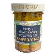 MAKRELA FILETY W BIO OLIWIE Z OLIWEK EXTRA VIRGIN 190 g (125 g) (SŁOIK) - EMPERATRIZ
