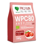 OKAZJA BIAŁKO SERWATKOWE O SMAKU TRUSKAWKOWYM (KONCENTRAT WPC 80) BEZ DODATKU CUKRÓW BIO 345 g - BE ORGANIC