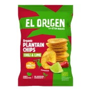 CHIPSY Z PLANTANA CHILI I LIMONKA BEZGLUTENOWE BIO 80 g - EL ORIGEN