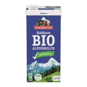 MLEKO ALPEJSKIE UHT O OBNIŻONEJ ZAWARTOŚCI LAKTOZY (min. 1,5 % TŁUSZCZU) BIO 1 L - BERCHTESGADENER LAND