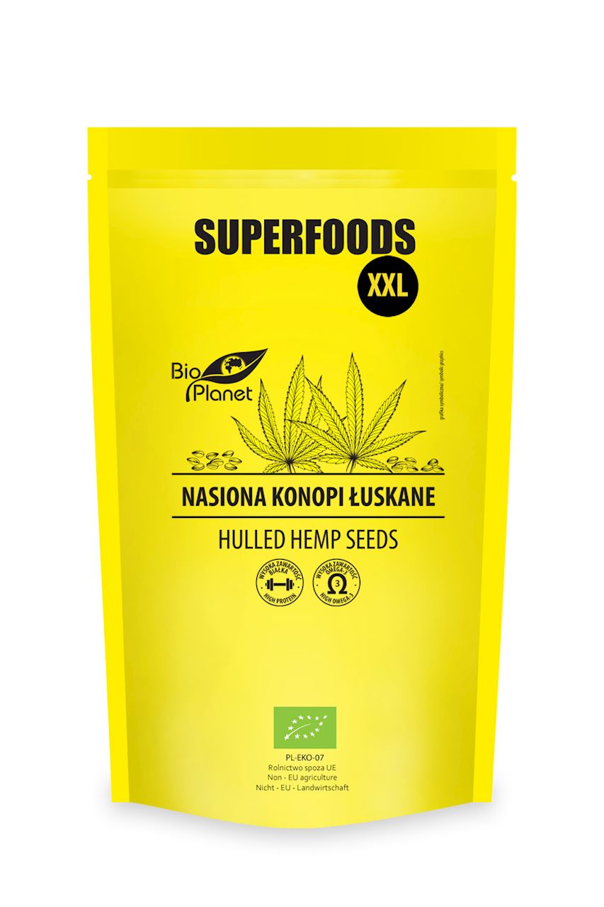 NASIONA KONOPI ŁUSKANE BIO 600 g - BIO PLANET SUPERFOODS